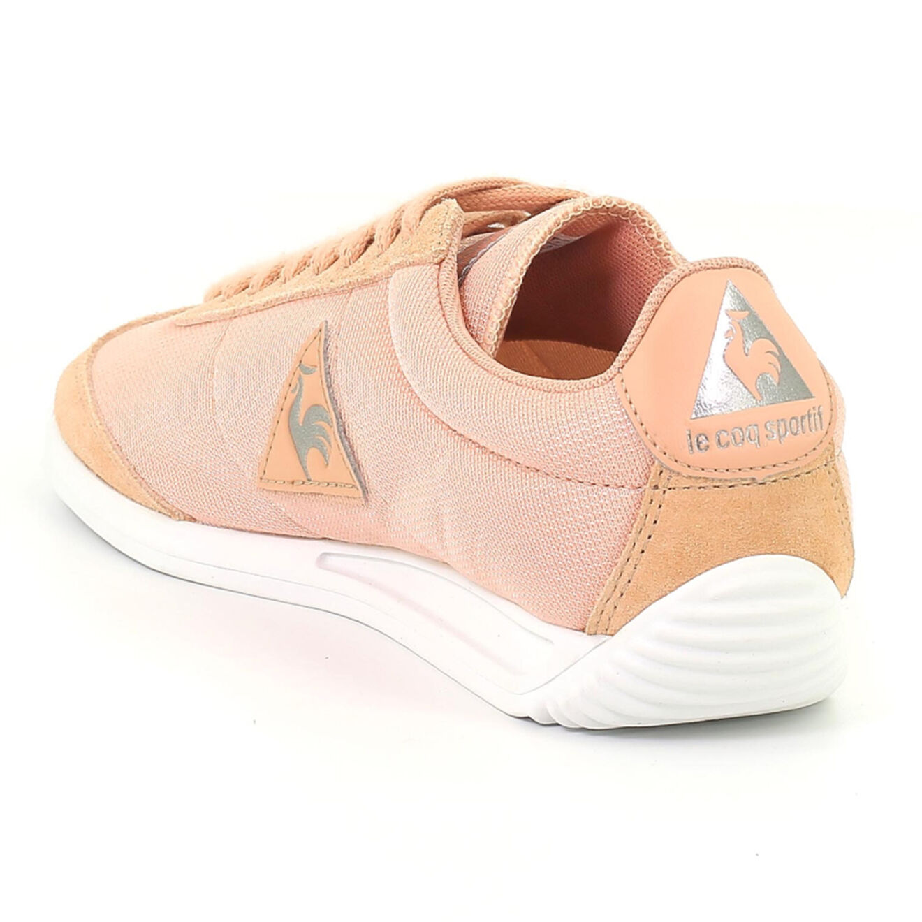 Le Coq Sportif Baskets en Toile & Velours de Cuir Quartz rose/argenté