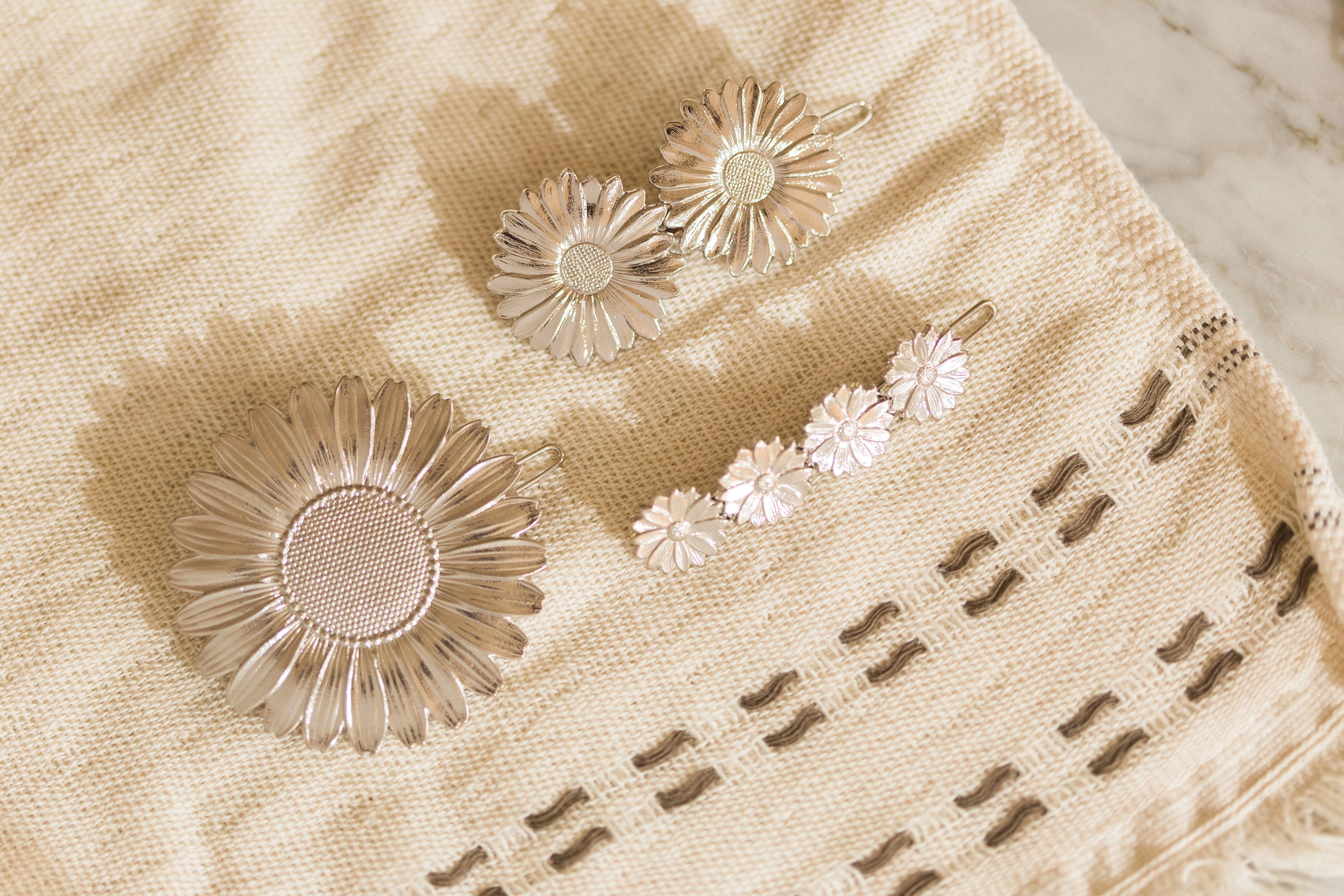 MAÏA - Barrette fleurs plaqué argent | Argent
