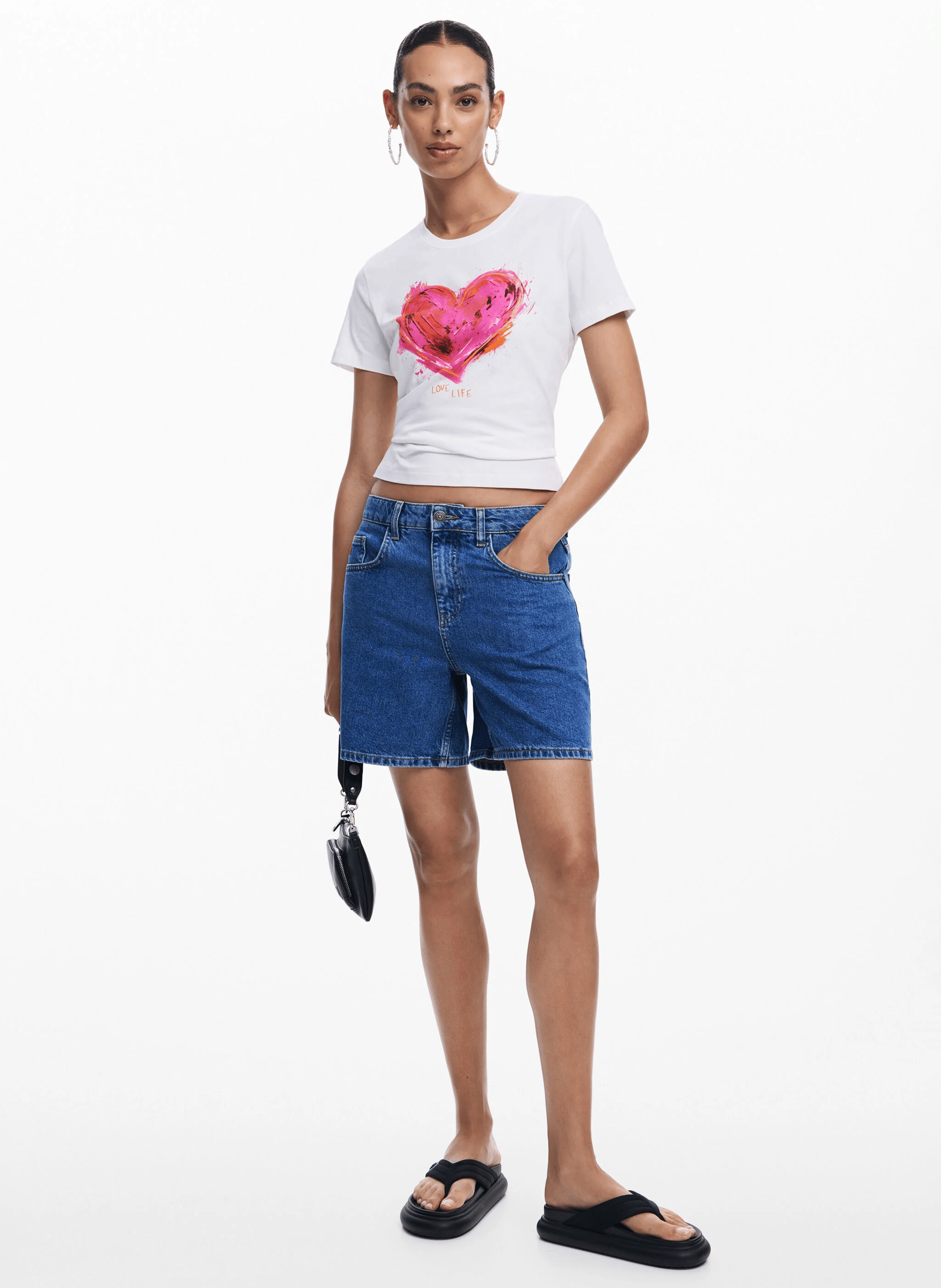 Tee-shirt imprimé cœur en coton | Blanc