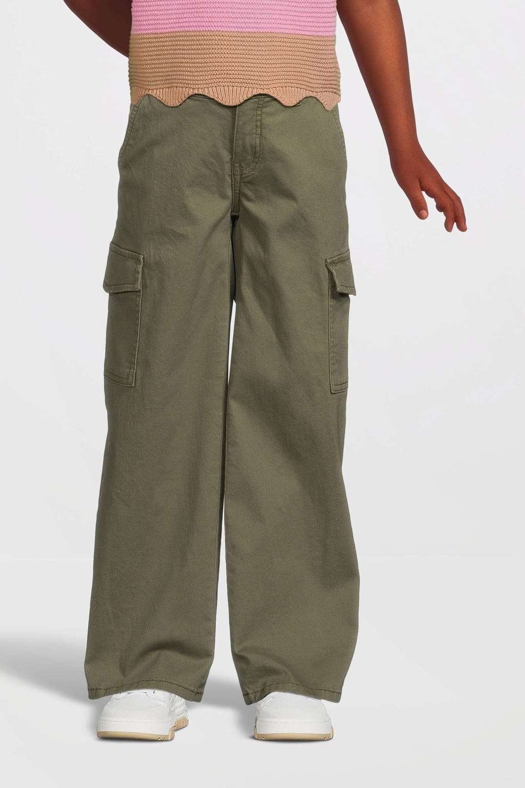 NAME IT wide leg cargobroek NKFROSE army groen