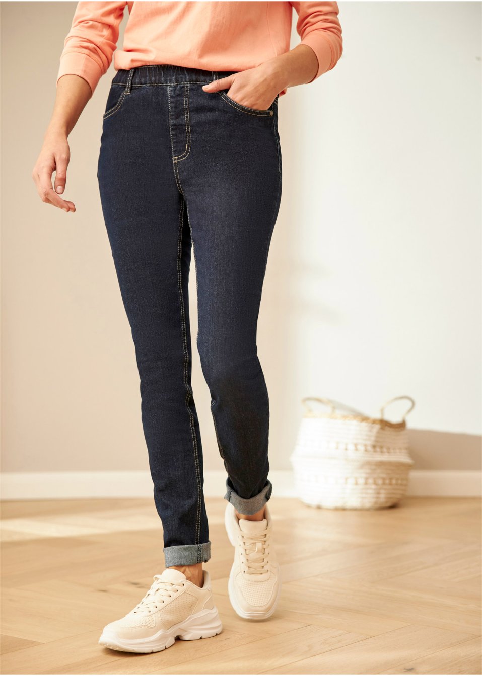 Jegging extensible coupe haute avec large taille élastique