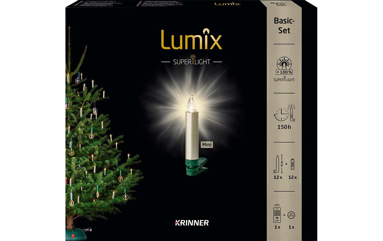 LED Baumkerze SuperLight Mini, Cashmere, 12er-Starter SetLED Christbaumkerze mit Fernbedienung