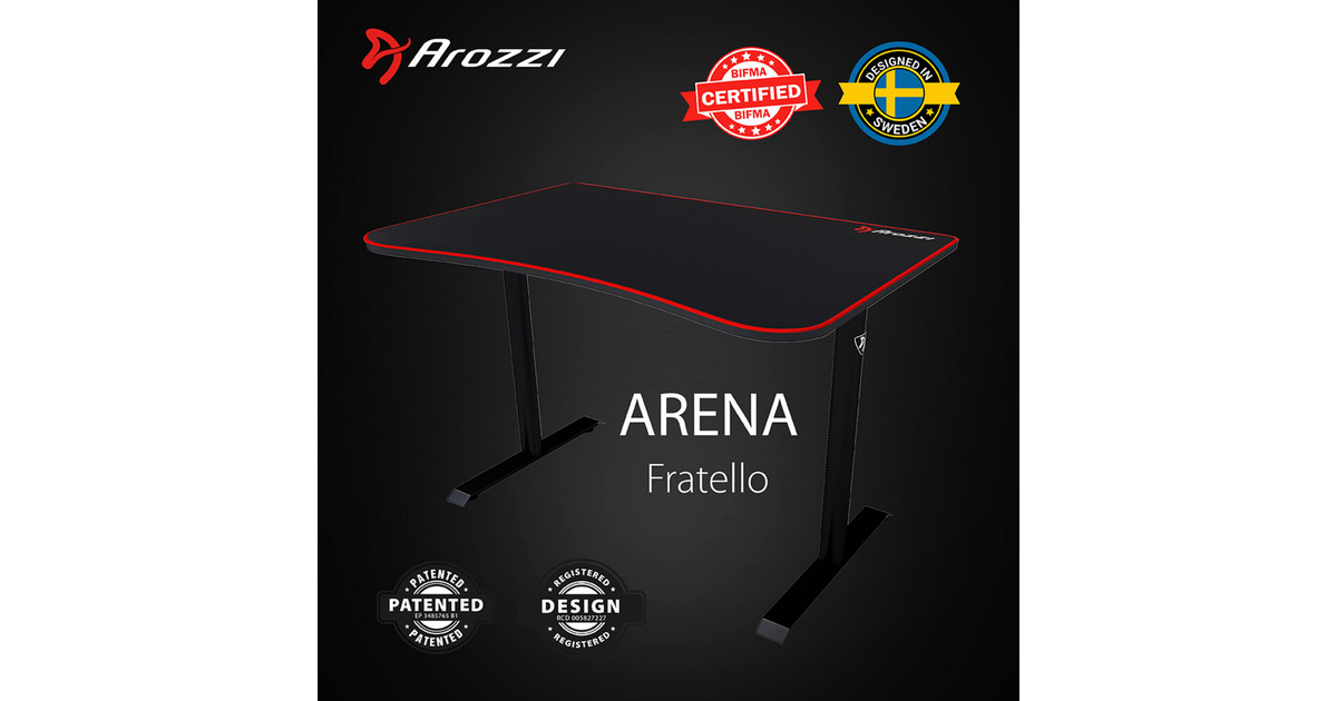 ArozziArena Fratello Gaming Desk - Black  (Zwart/rood)