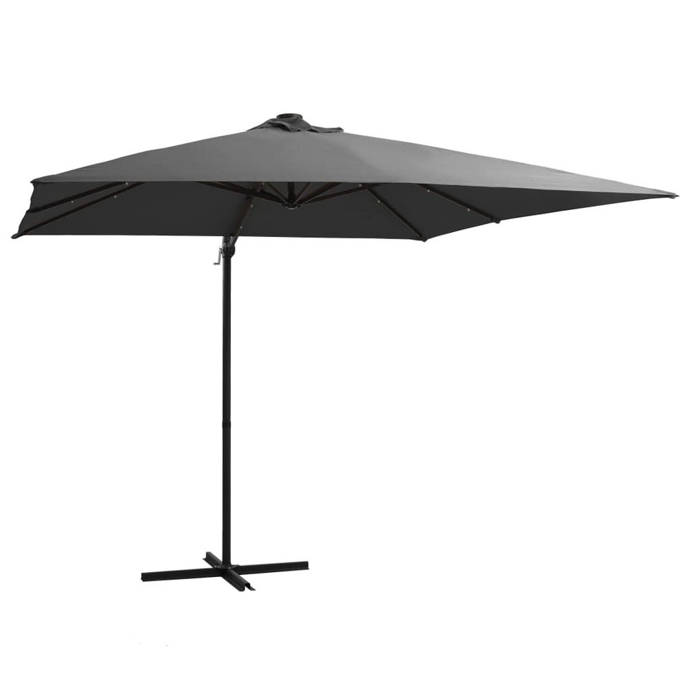 Parasol déporté avec led et mât en acier 250 x 250 cm anthracite