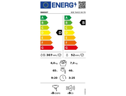 INDESIT - Lave linge sechant Frontal BDE76435WVFR