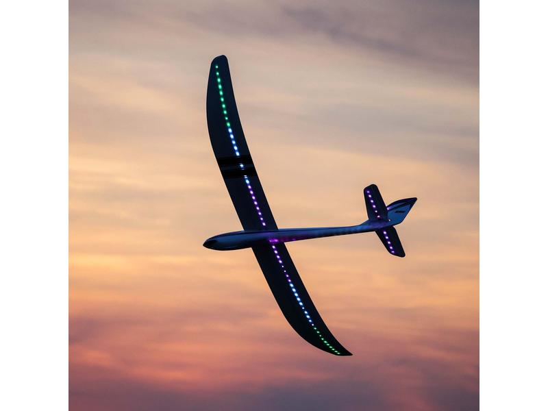 E-flite Motorsegler Night Radian 2000 mm BNF Basic Elektrosegler mit Nachtflug-Beleuchtung und AS3X Technologie