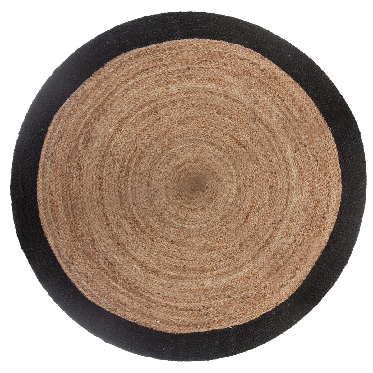 TAPIS JUTE BORD NOIR D.120CM