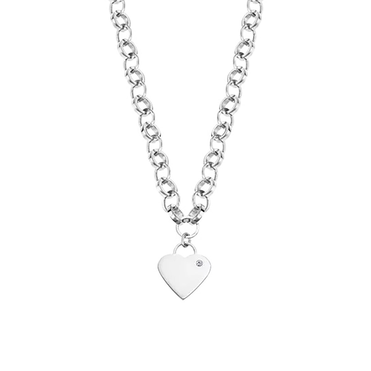 Collier femme LOTUS pendentif coeur acier