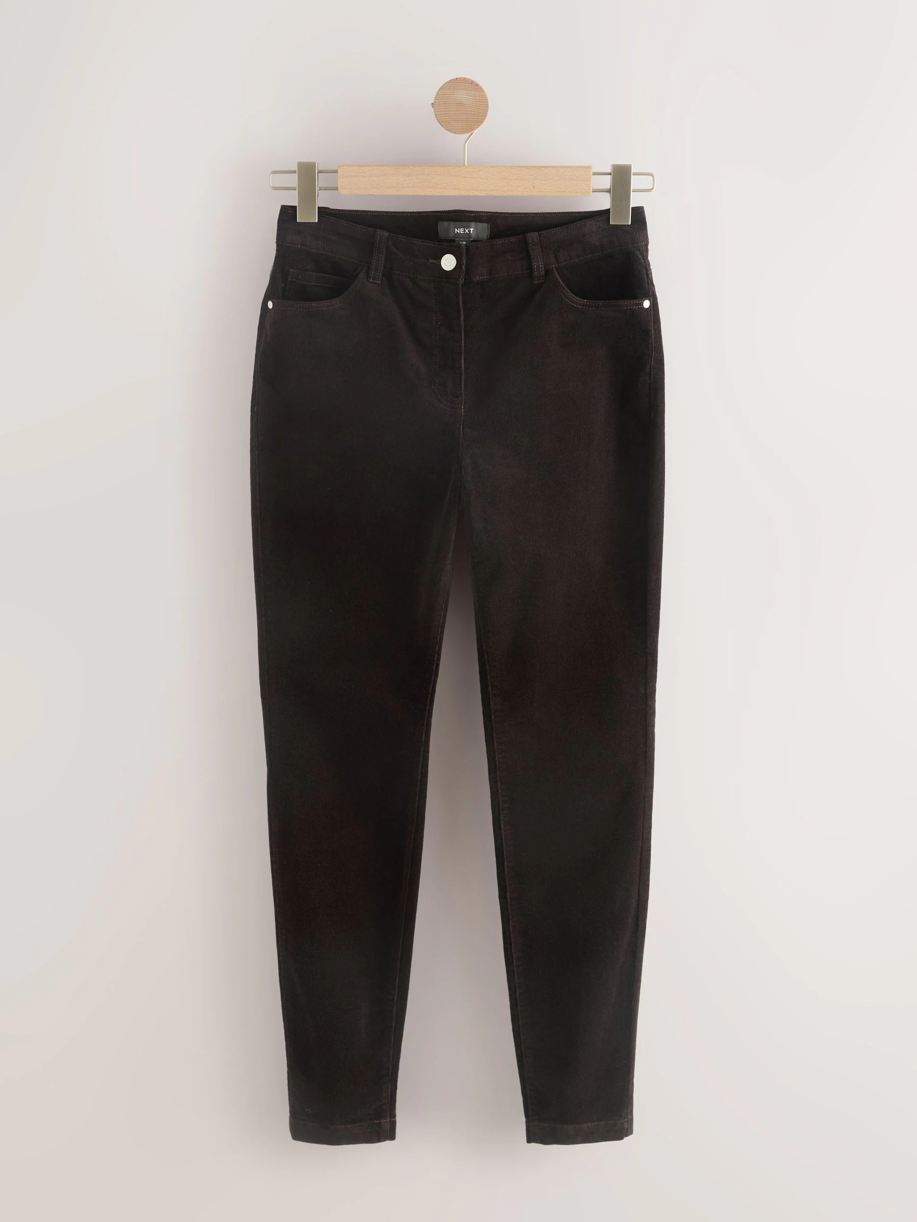 Chocoladebruin - Corduroy skinny broek