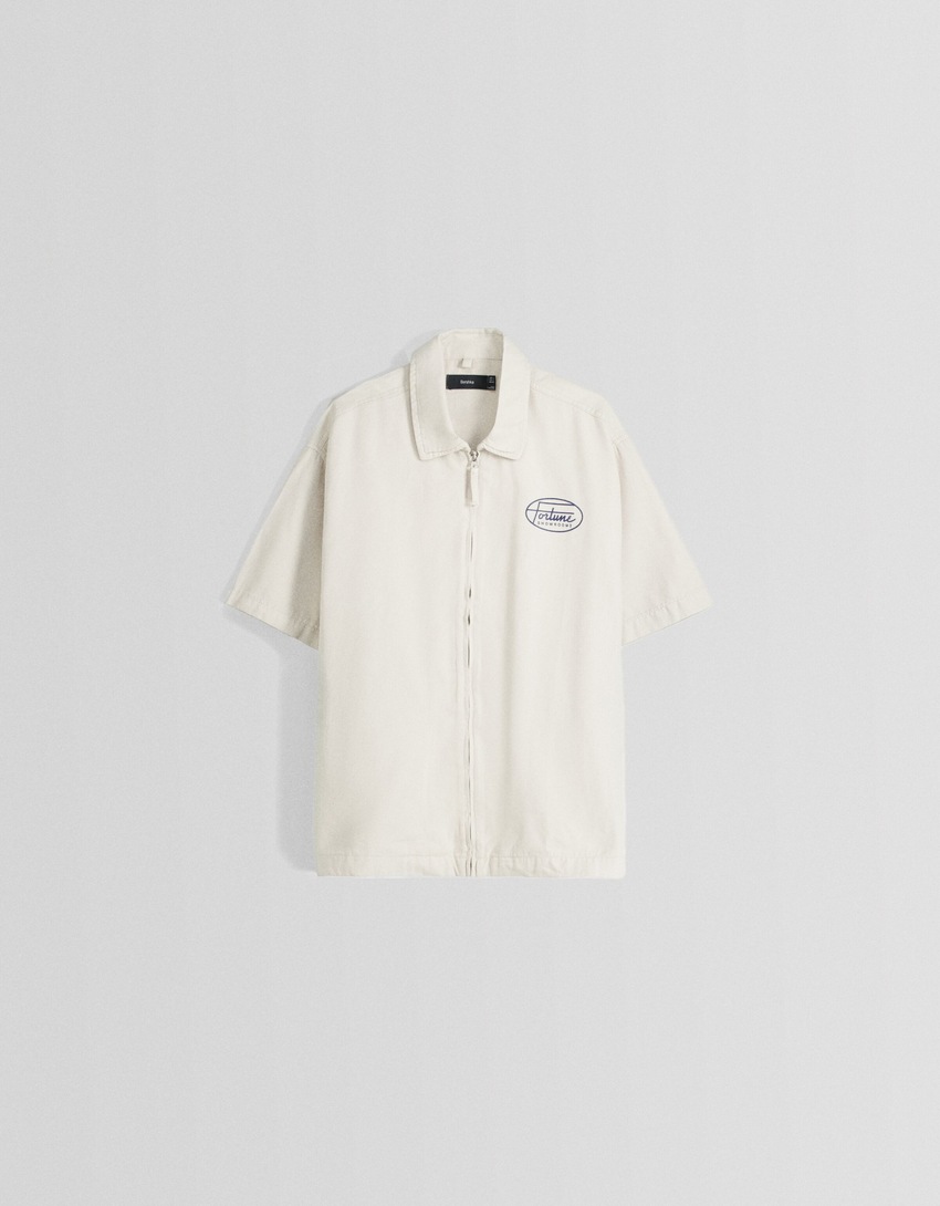 Camisa de algodão de manga curta com estampa