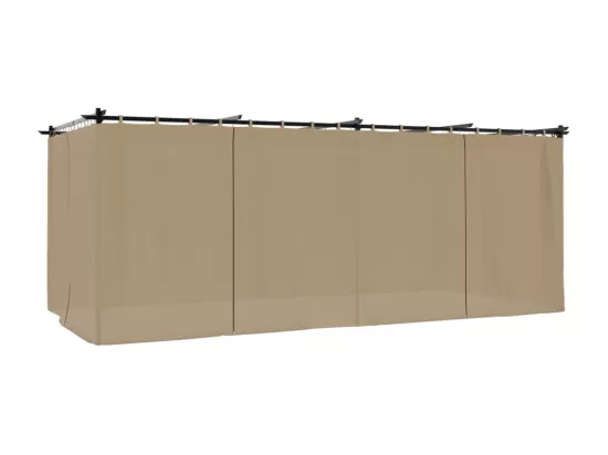 Tonnelle avec rideaux taupe 6x3 m acier