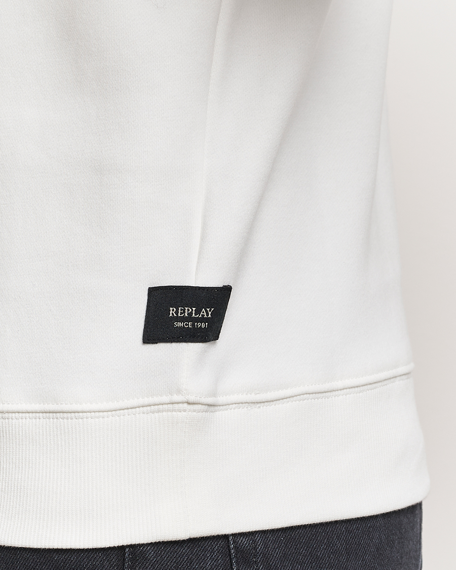 Replay Tonal Logo Crew Neck Sweatshirt Off White