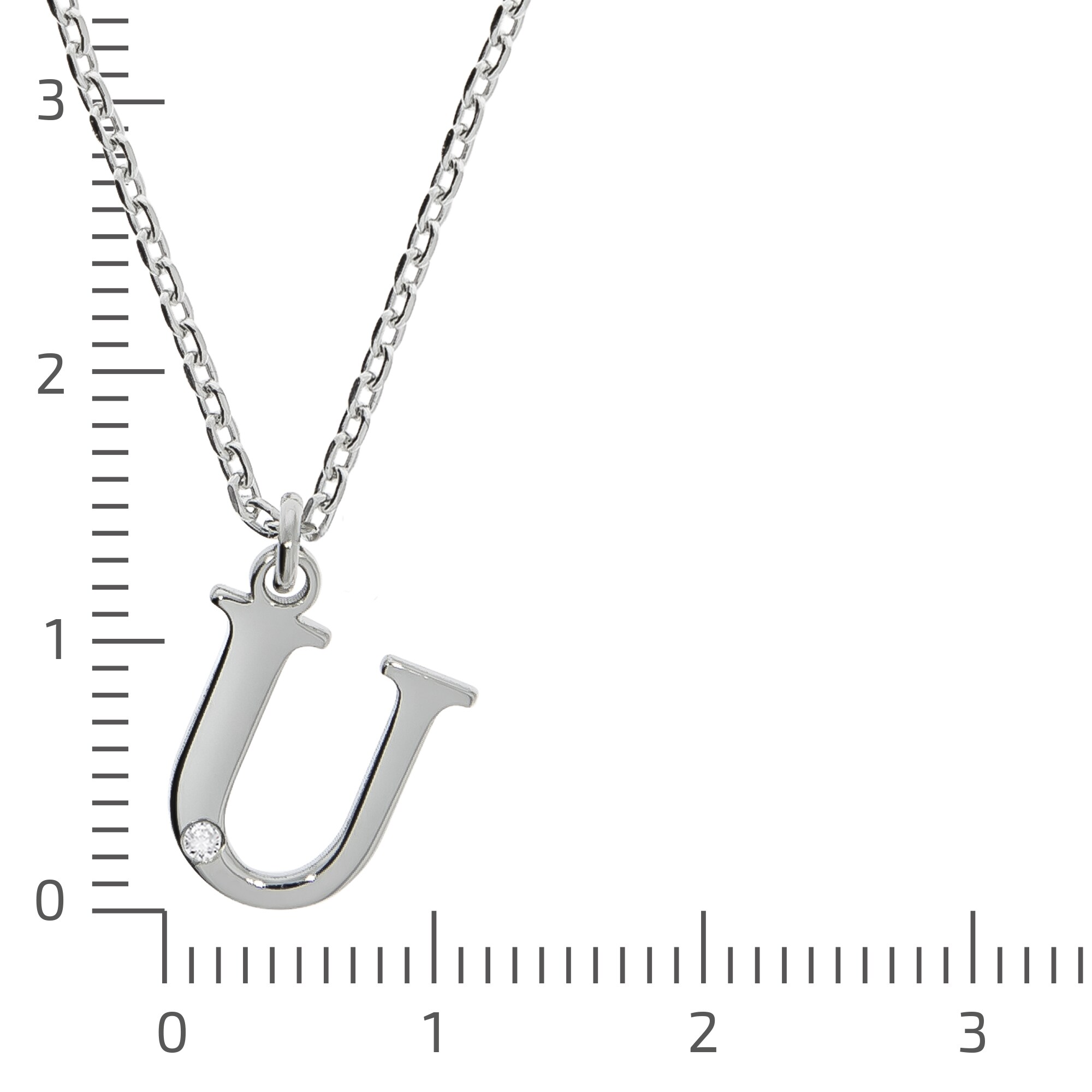 Diamonds by Ellen K. Halskette Silber 925 mit 1x Diamant 0,008ct. Buchstabe U