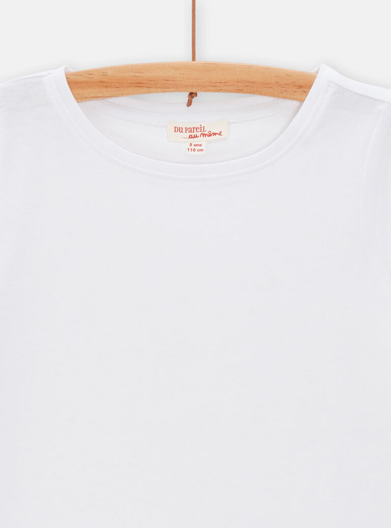 T-shirt manches courtes blanc pour fille
