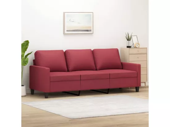 Canapé à 3 places Rouge bordeaux 180 cm Similicuir