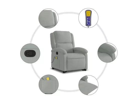 Fauteuil massant inclinable Gris clair Velours