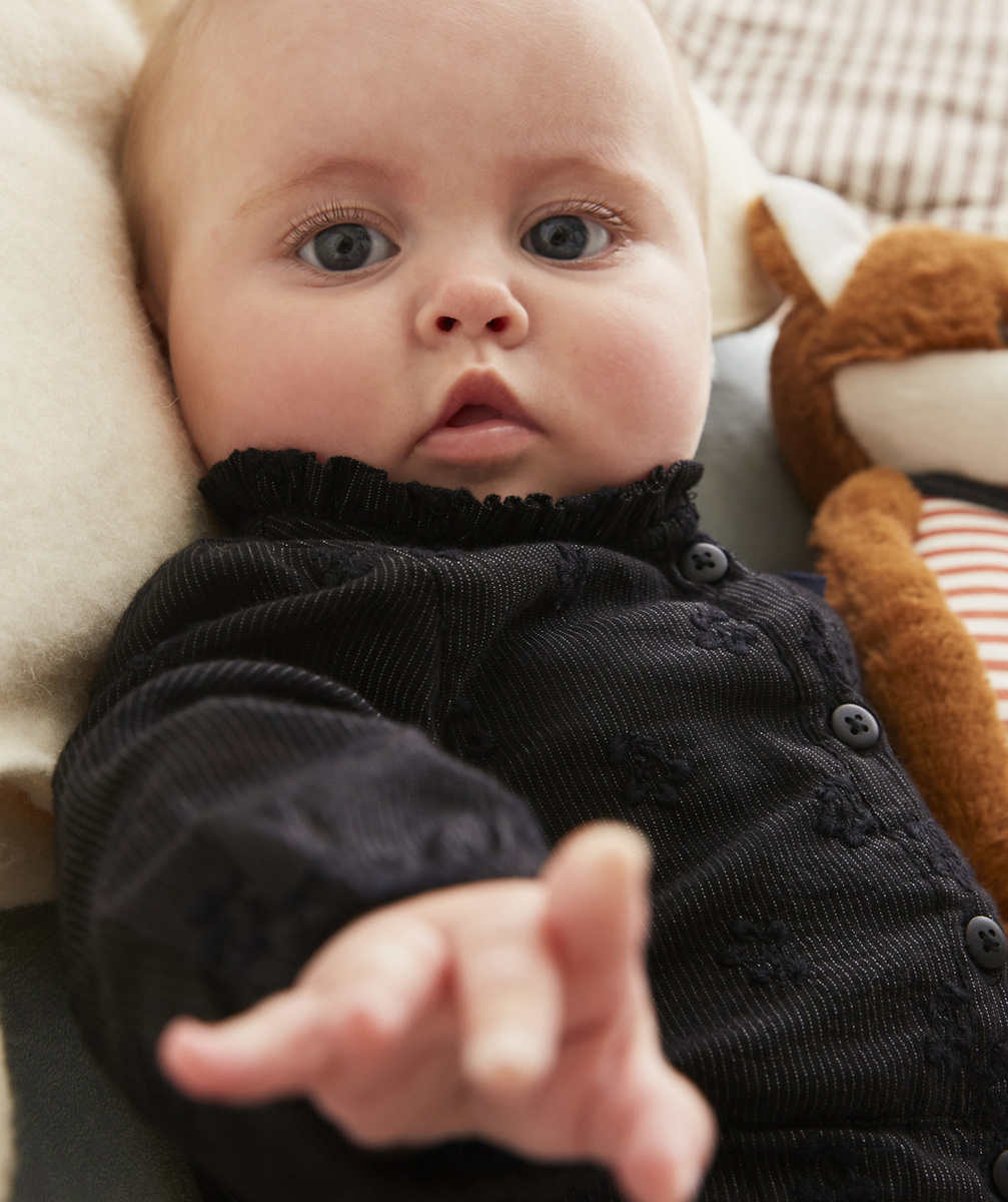 COMBISHORT NOIR ET PAILLETÉE AVEC BRODERIE BÉBÉ FILLE