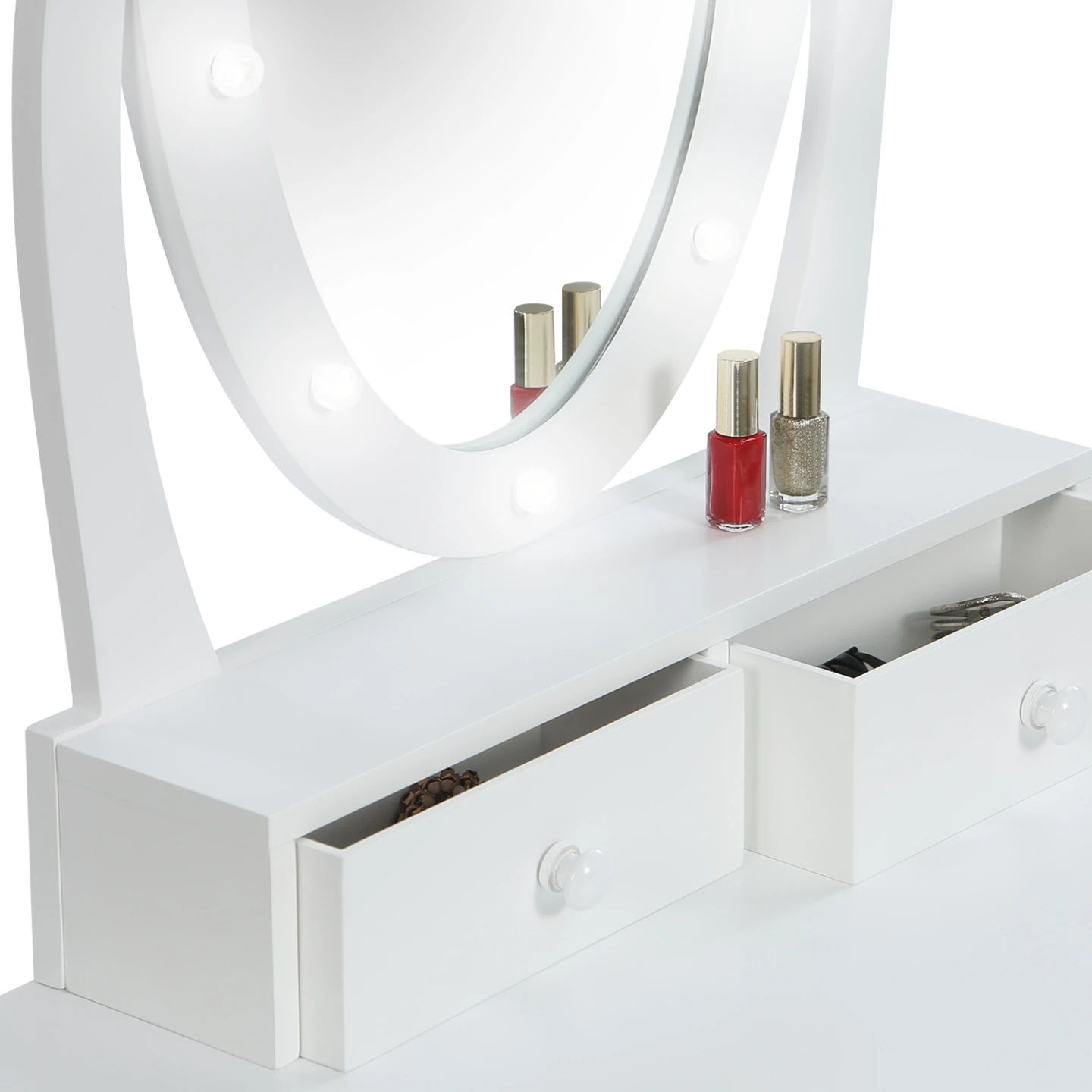 Coiffeuse BELLA avec miroir LED et tabouret