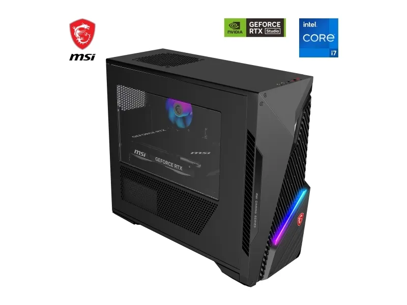 MSI - Tower gaming - i5-14400F / op til 4.7 GHz - Windows 11 Home - RAM 16 GB - SSD 1 TB - NVMe - Gigabit Ethernet - skærm: ingen - sort