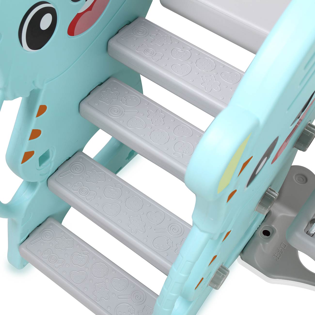 Baby Vivo Spielplatzschaukel / Spielgerüst mit Rutsche für Indoor Outdoor in Türkis / Grau