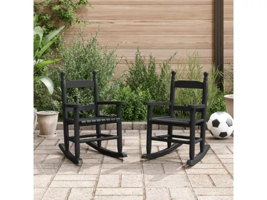 Chaises à bascule enfants lot de 2 noir bois de peuplier massif