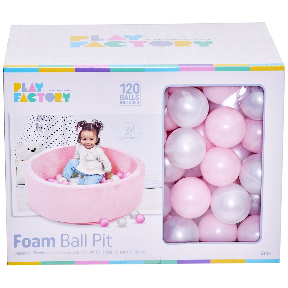 Play Factory Schaumstoff-Bällebad mit 120 Bällen, rosa