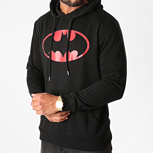 Sweat Capuche Batman Logo Noir Rouge