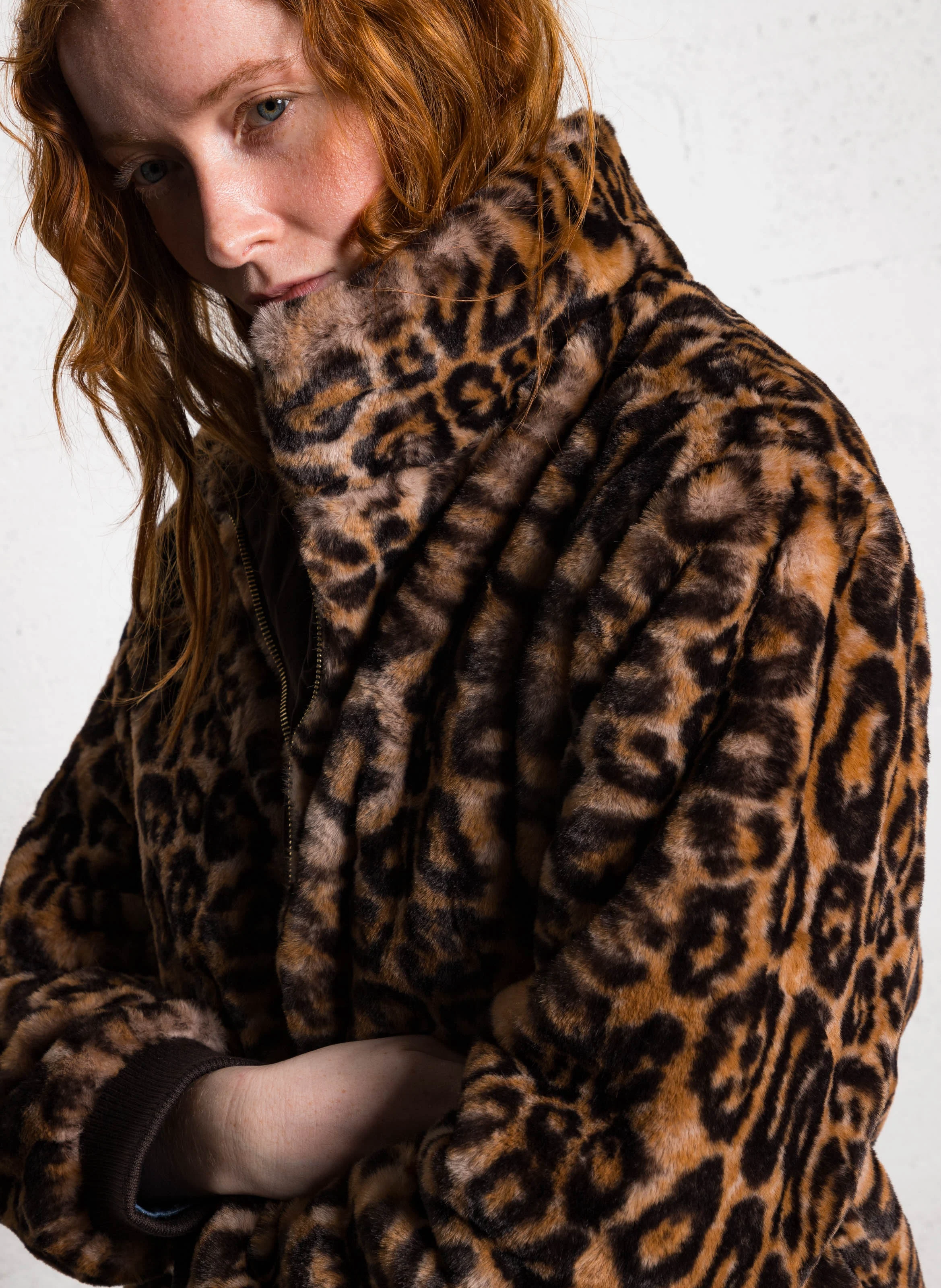 NANCY - Blouson col montant effet fourrure| Marron