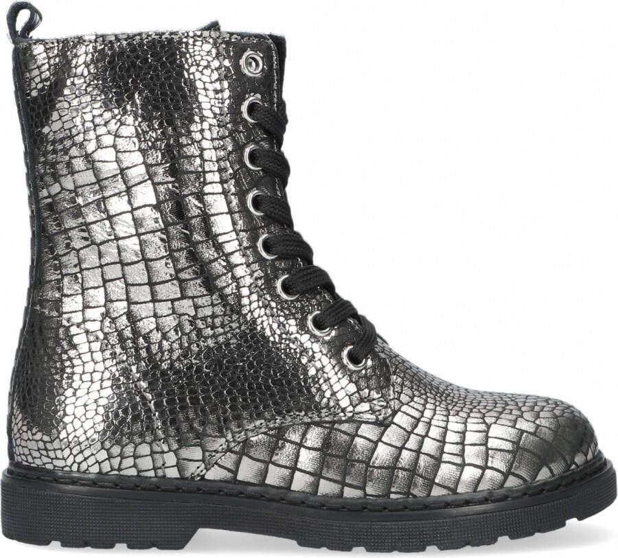 Apples & Pears B009048 Veterboots Laarzen Met Veters Meisjes Zilver