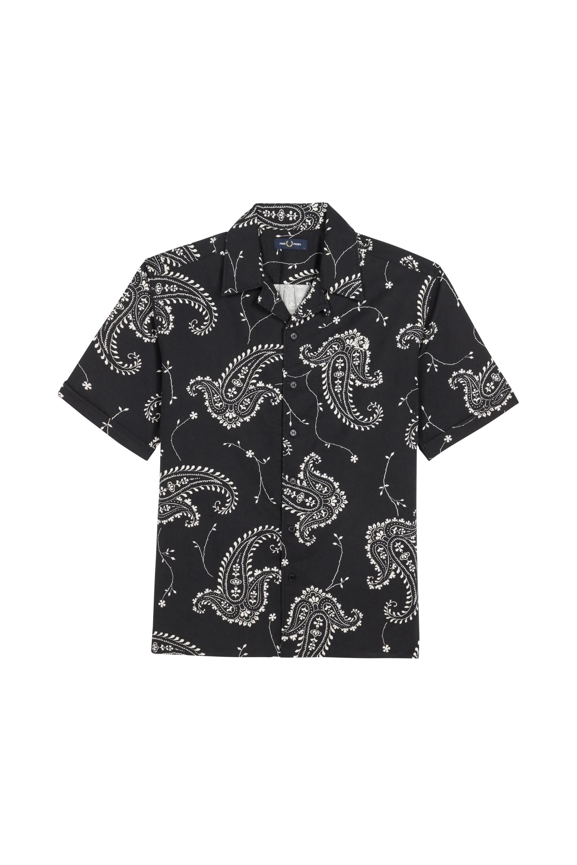 FRED PERRY Chemise PAISLEY PRINT REVERE Noir