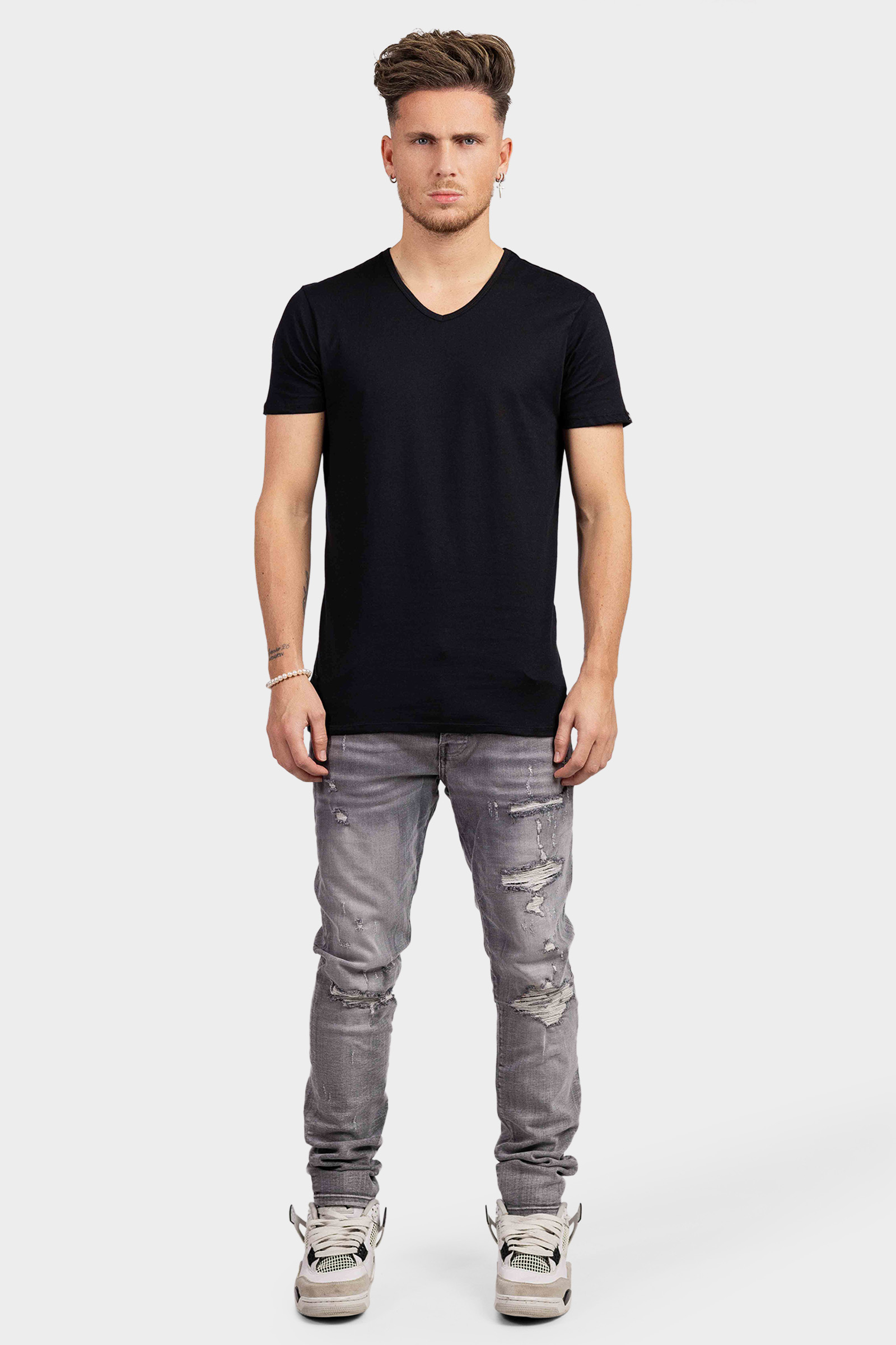 Puma Basic V-Hals T-Shirt 2-Pack Heren Zwart