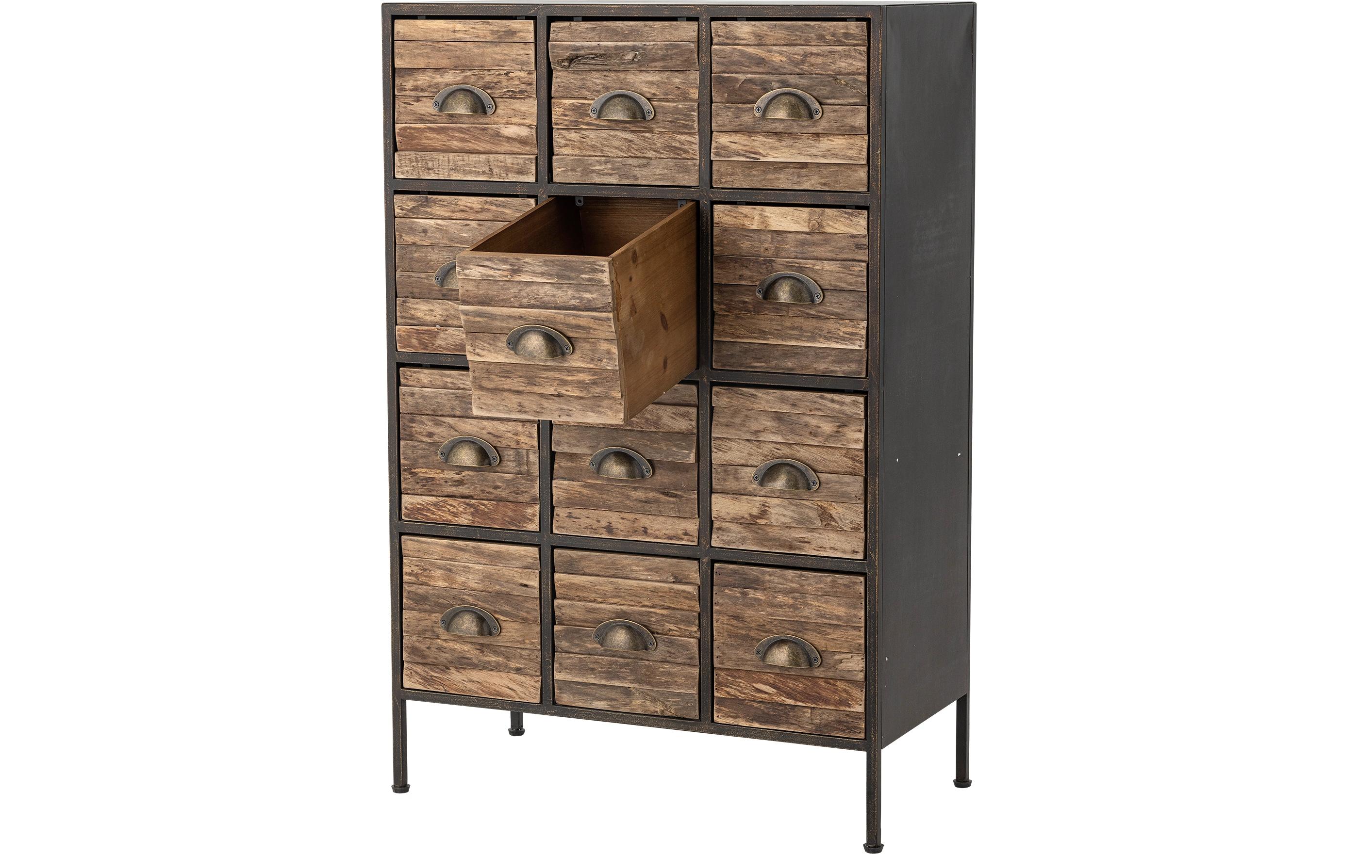 Kommode Matteo 33.5 x 92 cm, Braun/Schwarz<br>Rustikale Eleganz trifft funktionales Design