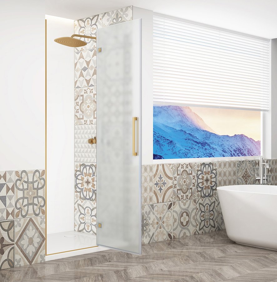 Gelco Trinity douchedeur 100cm rechts met mat glas goud