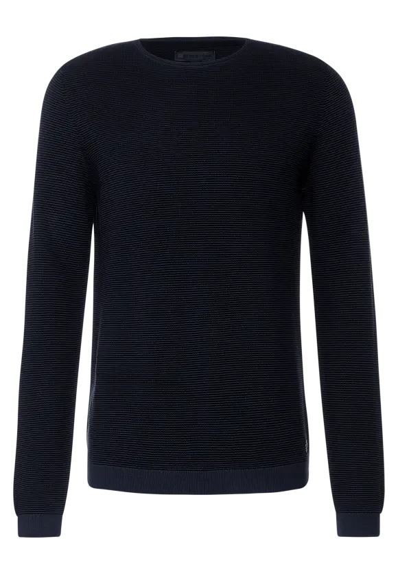 Streifenstruktur Pullover - deep navy blue