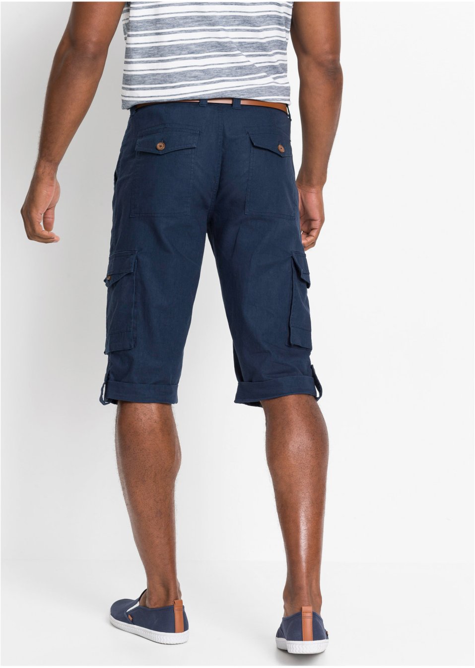Bermuda long cargo avec lin