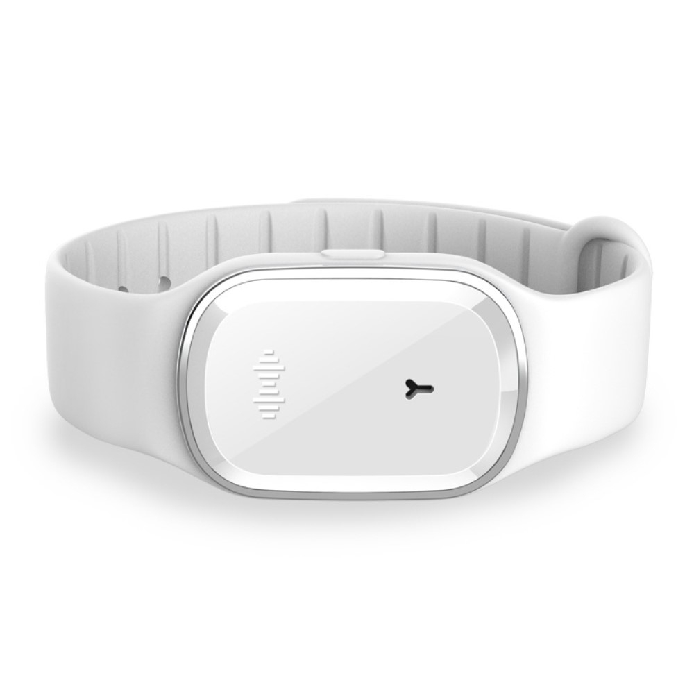 3-Stufen Ultraschall Anti Moskito Insekten / Mücken Schutz Silikon Armband USB Repellent - Weiss