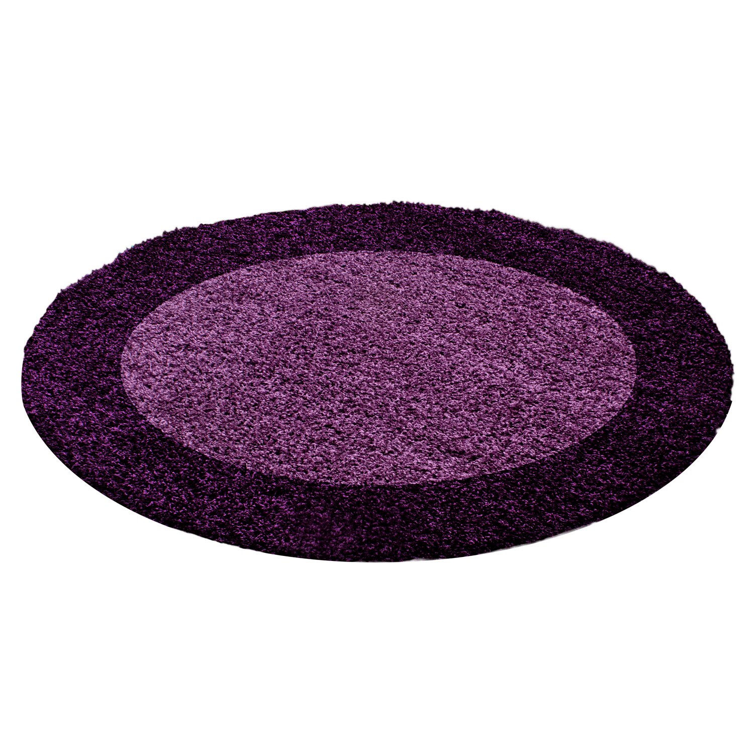 Wunderschöne Rund Bordüre Shaggy Hochflor Langflor Designer Teppich 2 Farbig