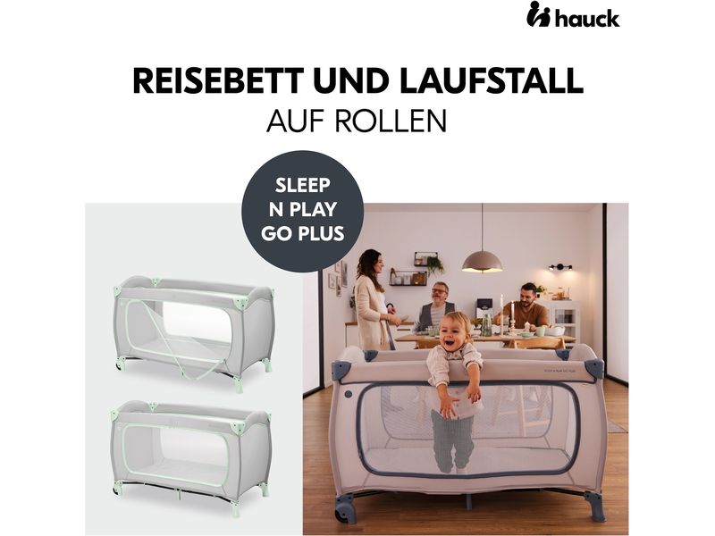 Hauck Reisebett Sleep N Play Go Plus Dusty-mint Reisebett und Laufstall auf Rollen