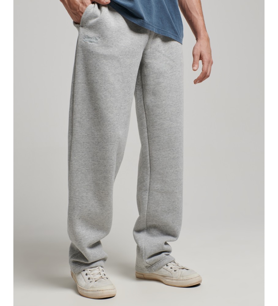 Calça jogger reta de algodão orgânico Superdry com logo vintage cinza