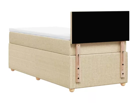 Sommier à lattes de lit et matelas Crème 90x190 cm Tissu