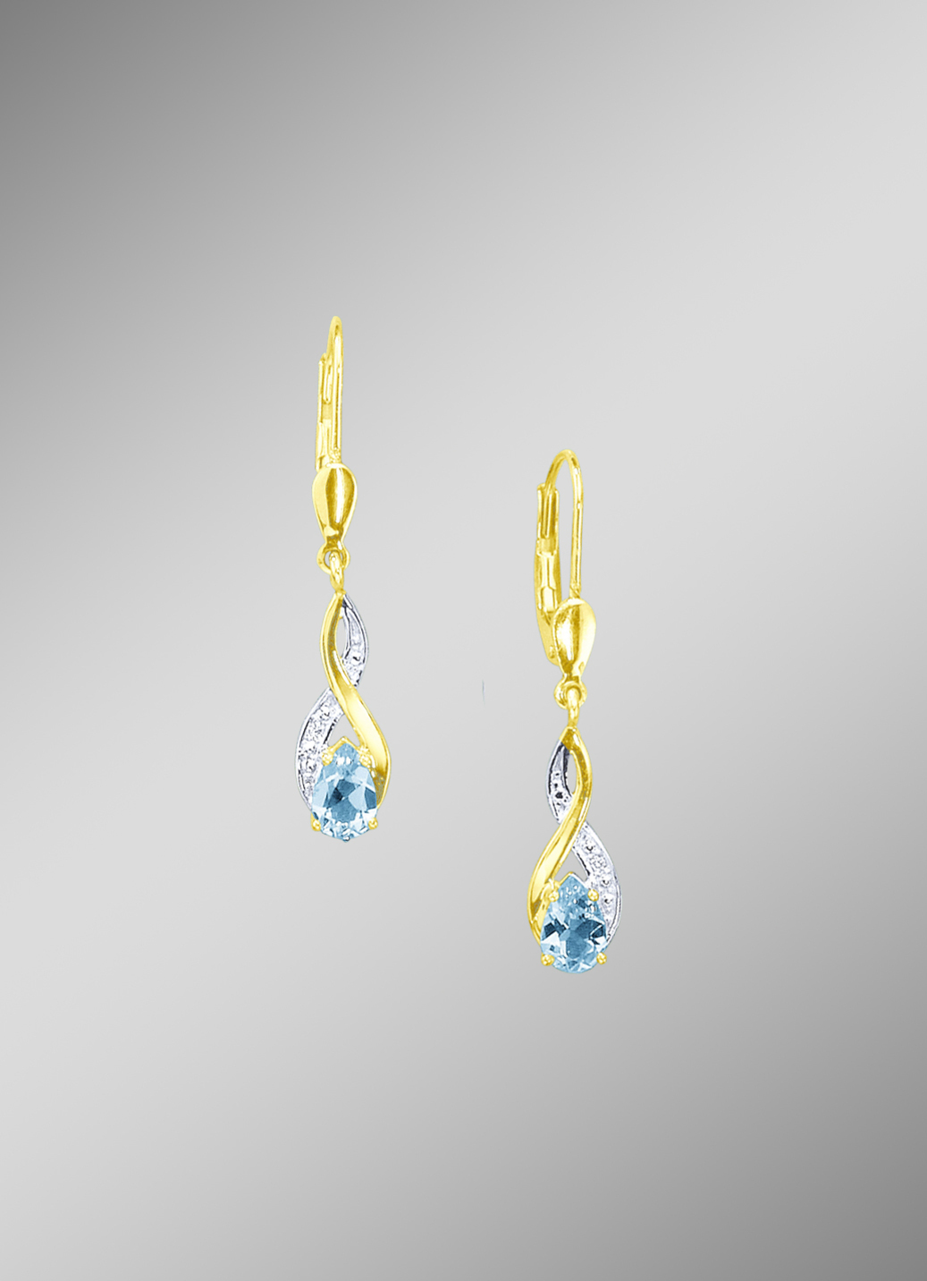 Ohrringe mit Brillanten und echt Blautopas