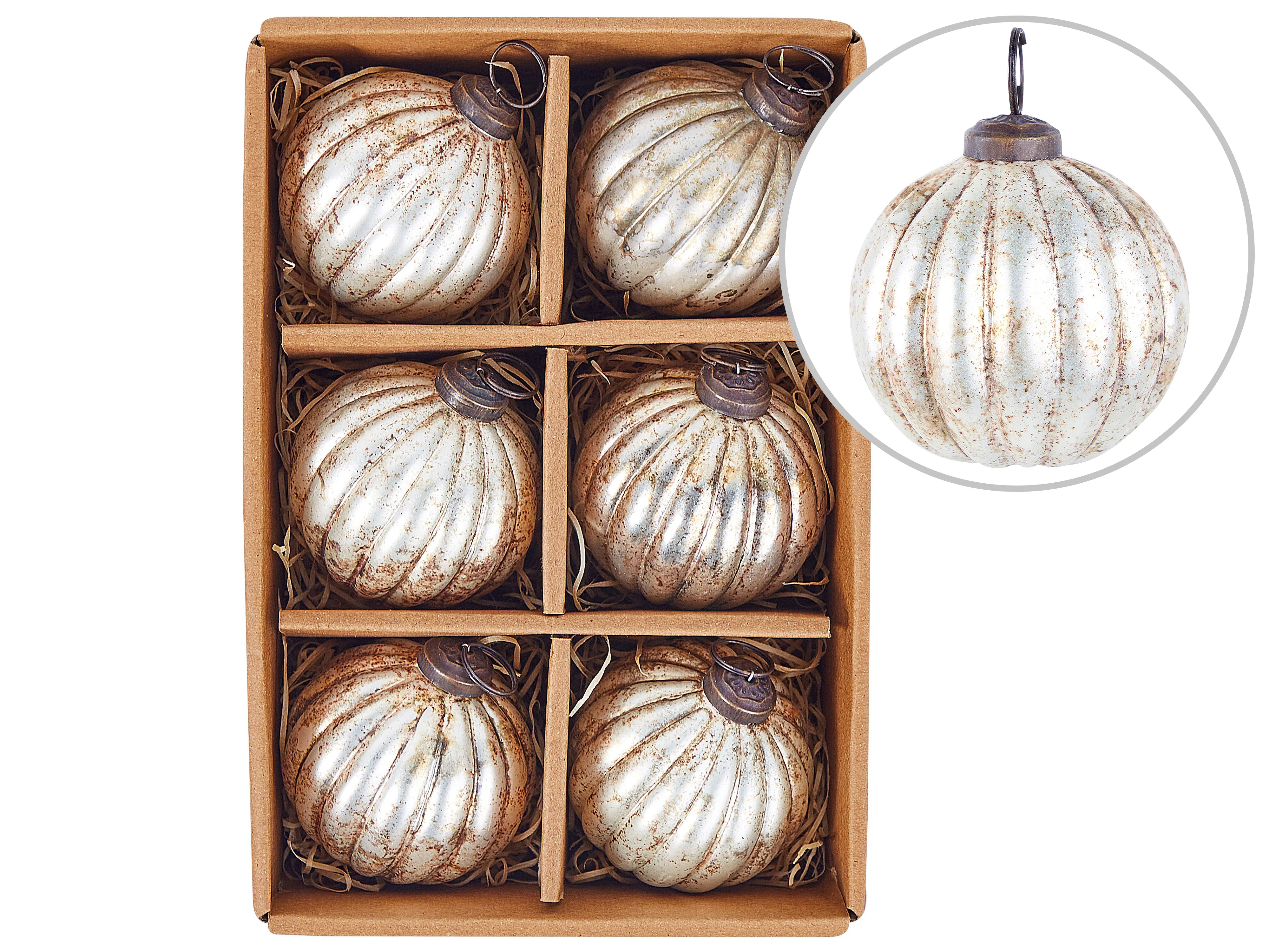 Set van 6 kerstballen IVOIRE Glas Zilver