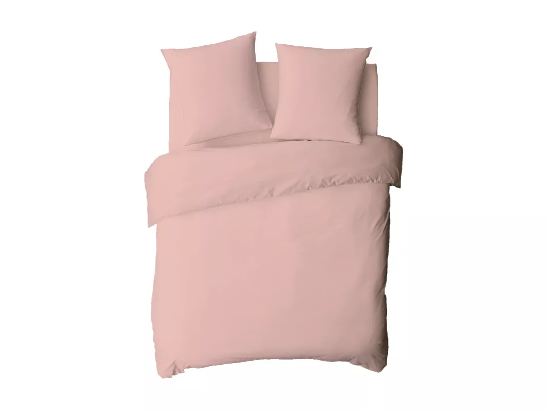 Drap housse en coton 57 fils uni bonnet 25cm rose 180x200cm