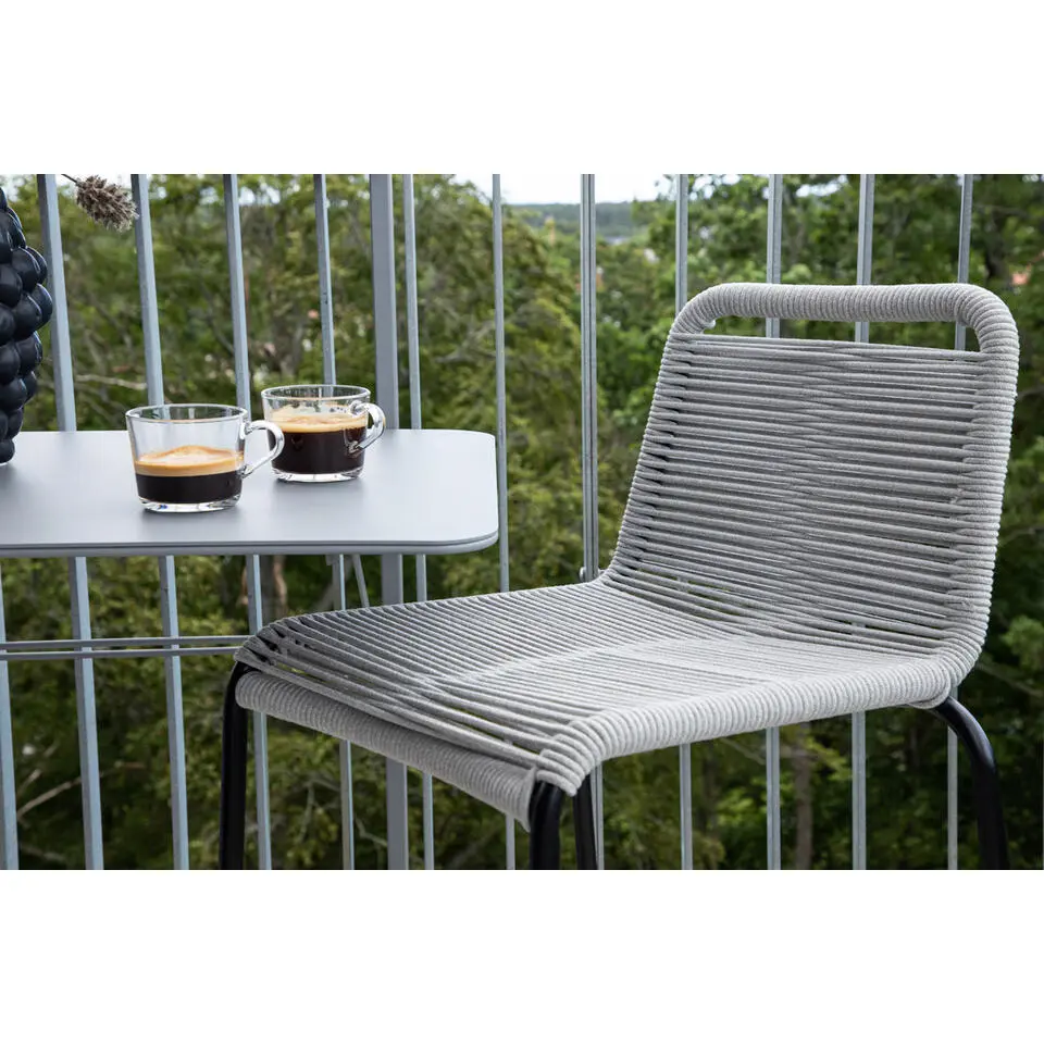 Barstoel Lichtgrijs Touw - Zithoogte 61cm - Lindos - Set van 2