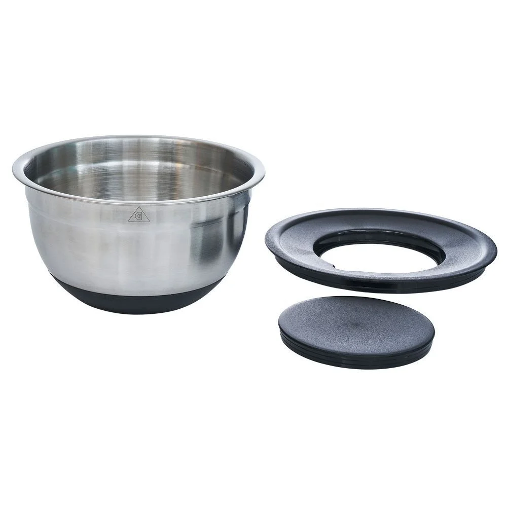 Bol à mixer inox avec base silicone et 3 râpes Ø22xH11,2cm