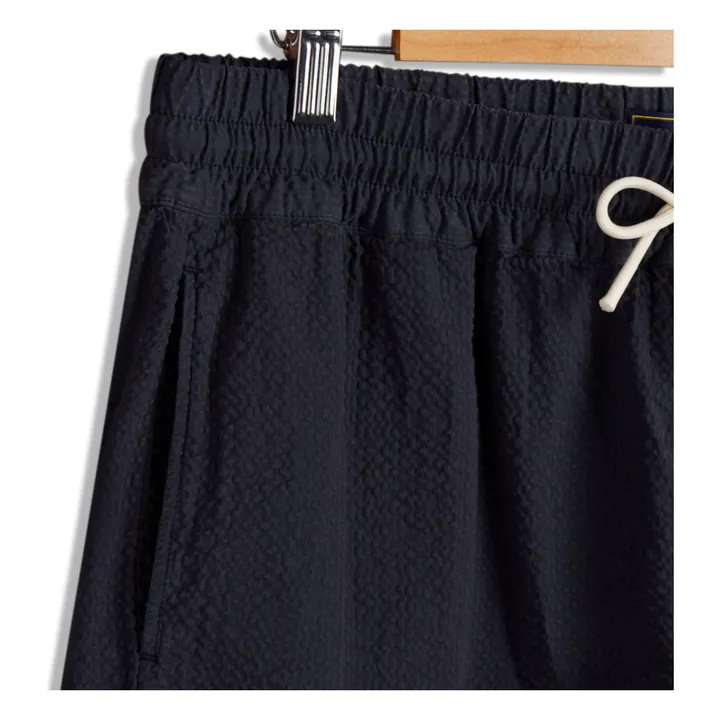 Portuguese Flannel Short Seersucker Atlantico | Bleu marine