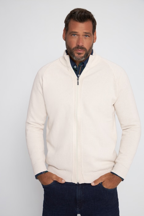 Strickjacke, Strukturstrick, Stehkragen