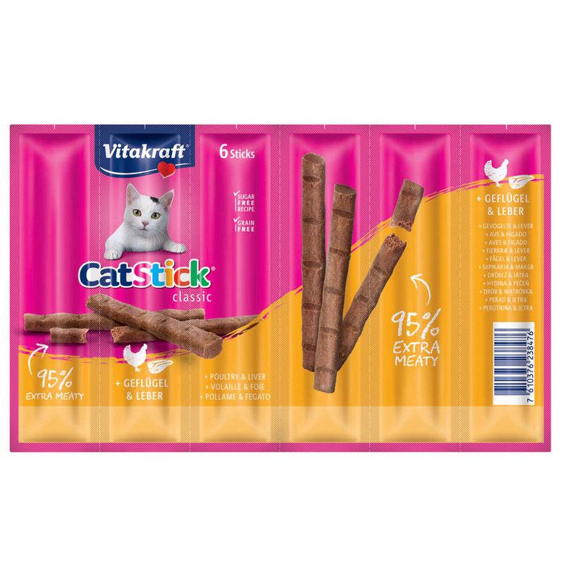 Bâtonnets à mâcher Vitakraft Cat Stick Mini, volaille & foie