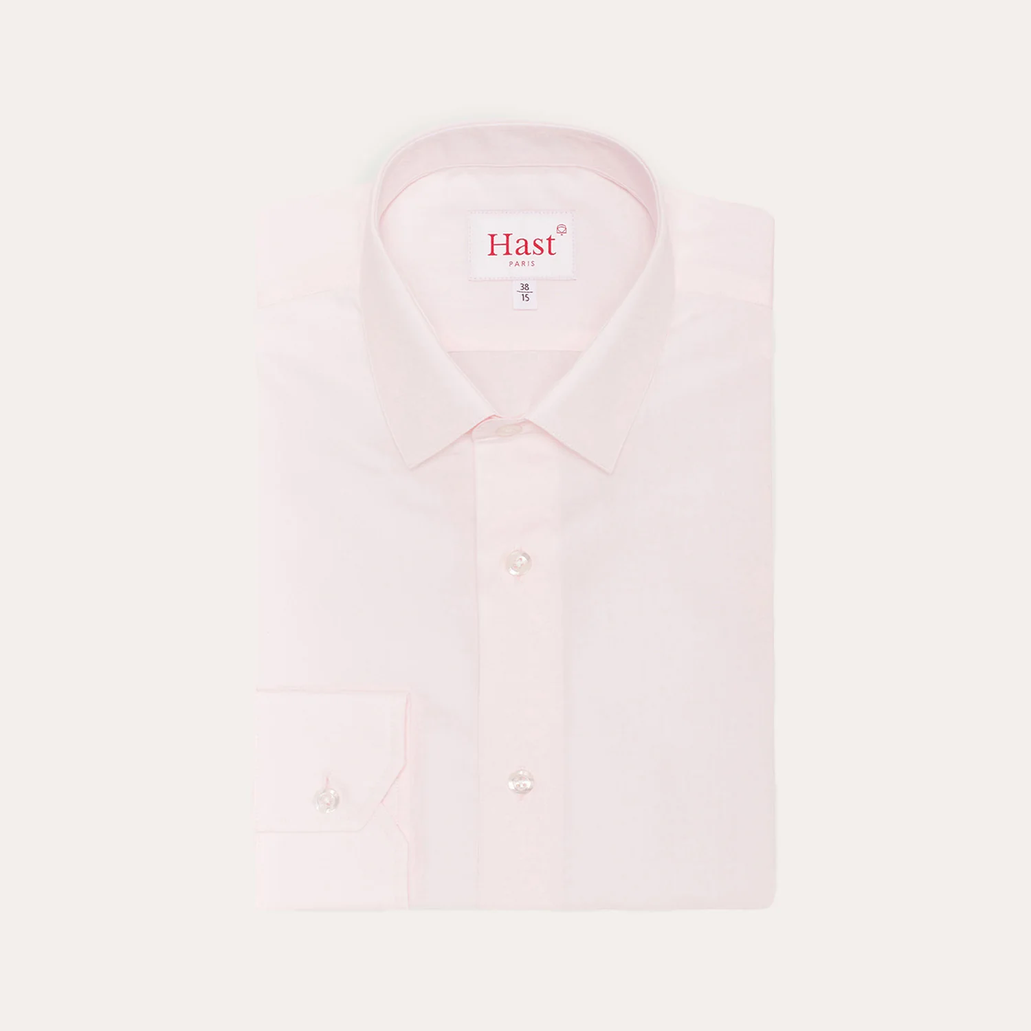 Fitted shirt in pale pink double-twisted poplin