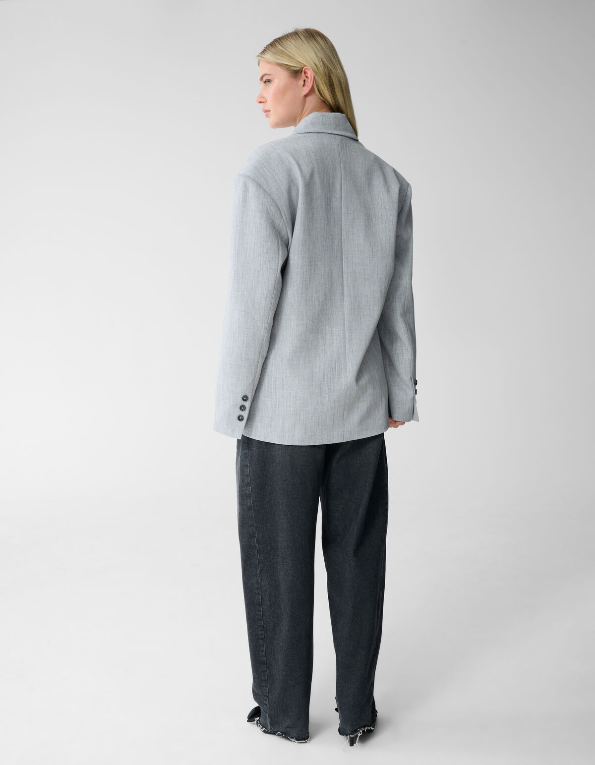 Oversized Shoulder Blazer Lichtgrijs